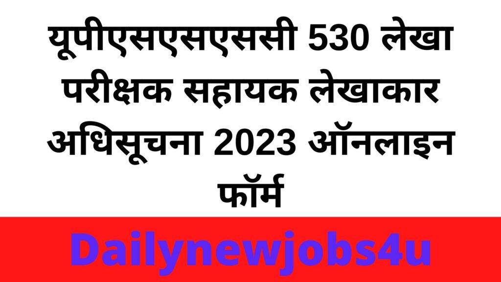 UPSSSC 530 Auditor Assistant Accountant Notification 2023 Online Form | Check Full Details