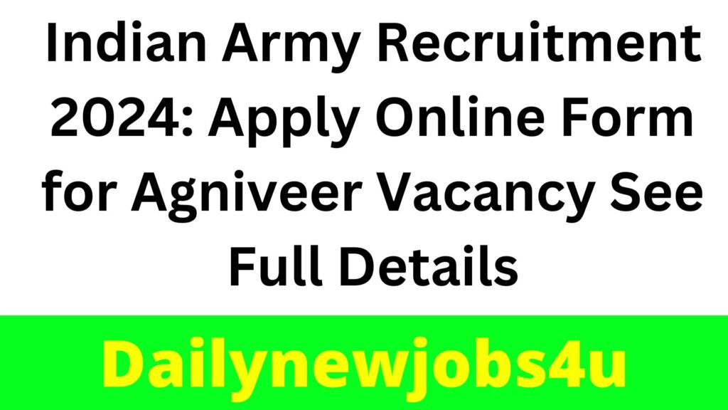 Indian Army Recruitment 2024: Apply Online Form for Agniveer Vacancy | See Full Details