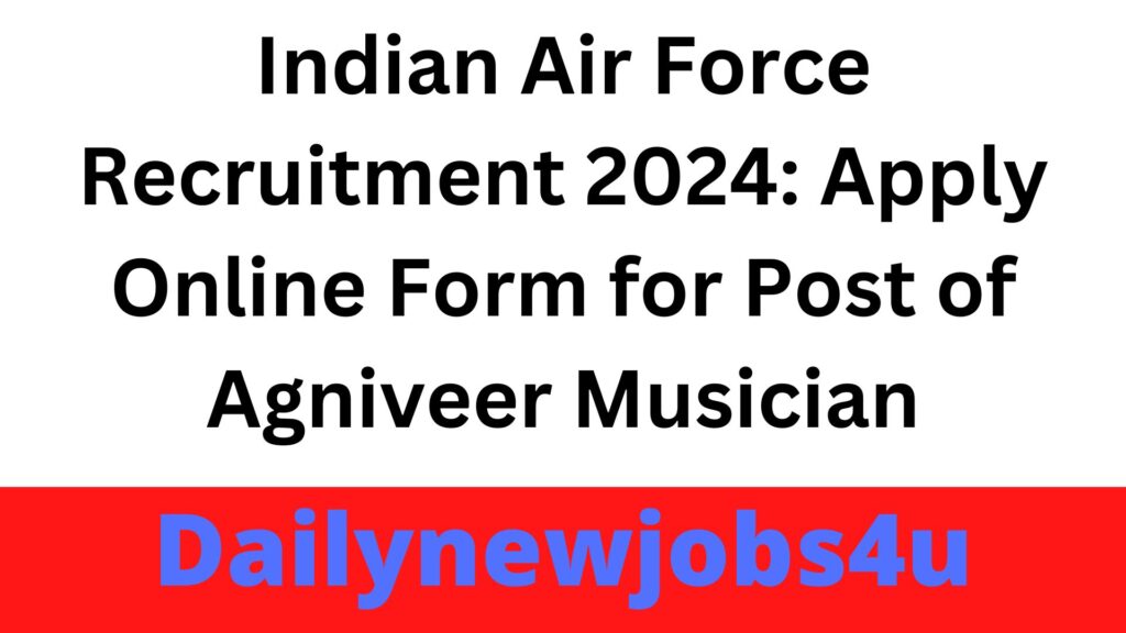 Indian Air Force Recruitment 2024: Apply Online Form for Post of Agniveer (Musician) | See Full Details